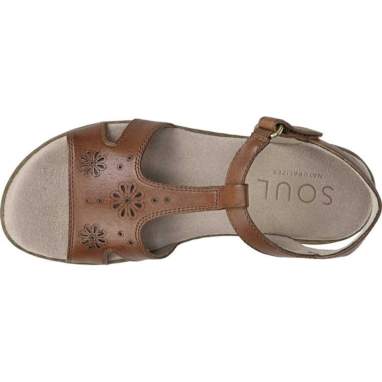 Women s SOUL Naturalizer Brio T Strap Sandal Saddle Leather 7 M Walmart