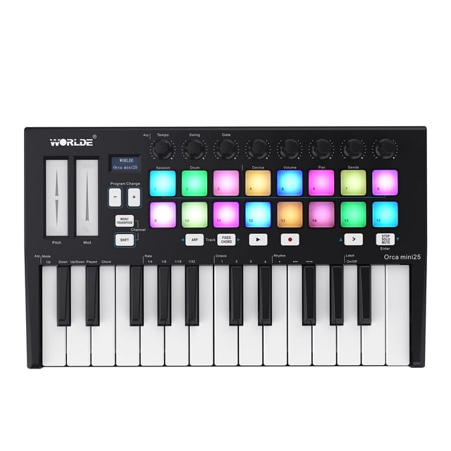 WORLDE Orca mini25 Controlador de teclado MIDI USB portátil de 25 teclas con