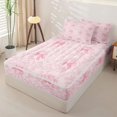 thumbnail image 2 of Homewish Girls Bowknot Floral Zipper Full Size Comforter Sets with Fitted Sheet and 2 Pillowcases,Girly Pink Zipper Bedding Set,Pink Reversible,4-Piece, 2 of 7