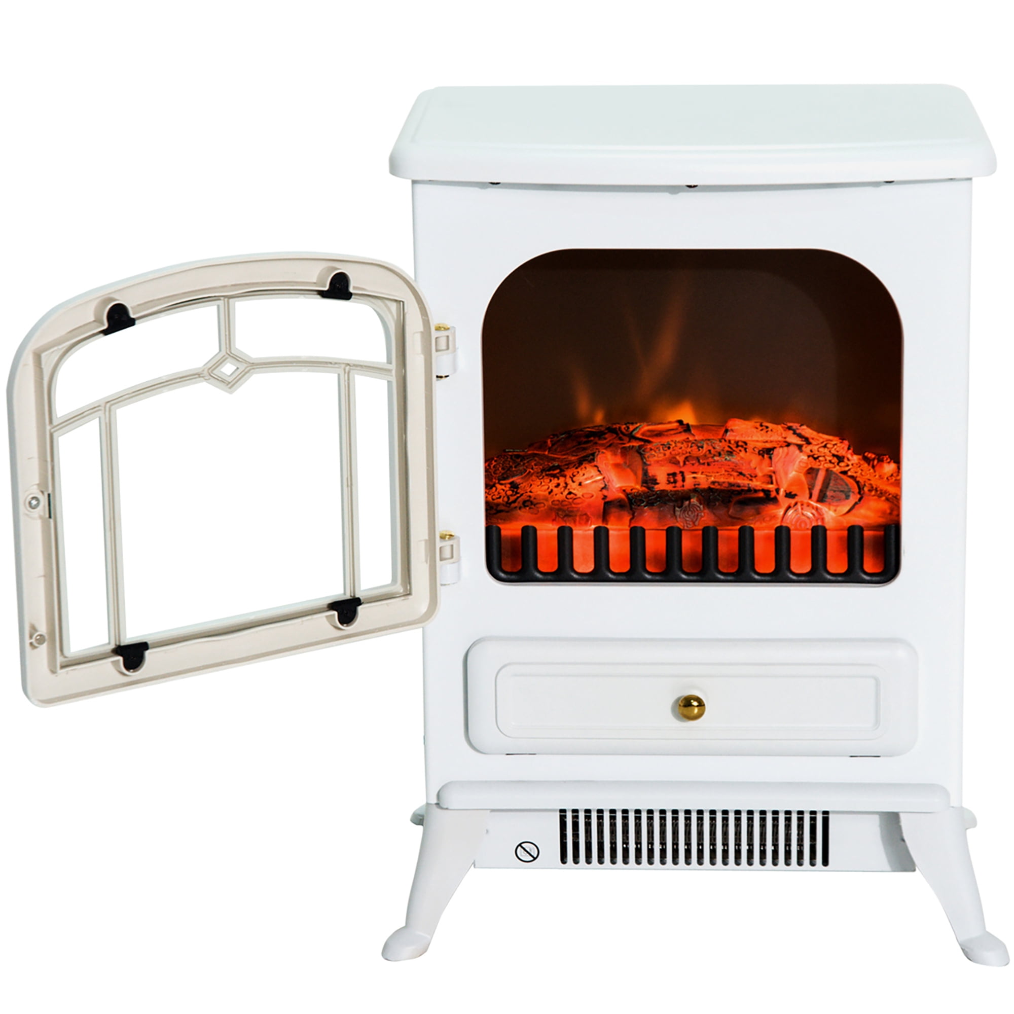 HOMCOM Freestanding Electric Fireplace Heater with Realistic LED Log Flames  - Walmart.com