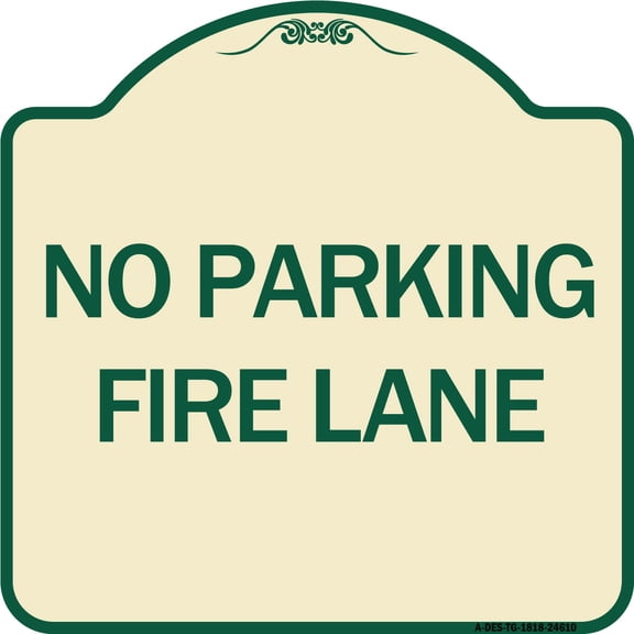 SignMission Designer Series Sign - Pavement Stencil No Parking Fire Lane | Tan & Green 18" X 18" Heavy-Gauge Aluminum Architectural Sign | Protect Your Business & Municipality | Made in