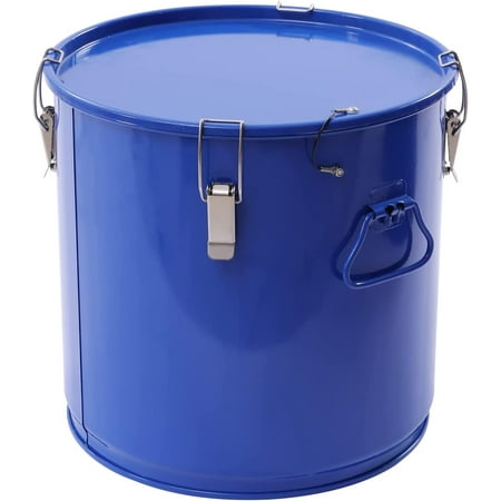 MONIPA Blue Oil Filter Pot Oil Disposal Caddy Steel Fryer Oil Bucket w/Lid & Lock Clips Oil Caddy w/Filter Bag for Hot Cooking Oil Filtering (8 Gal)