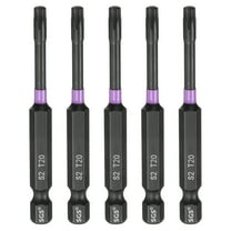 Uxcell 5pcs T20 Torx Impact Screwdriver Bit 1/4" Hex Shank 2.8" Long Magnetic No Hole