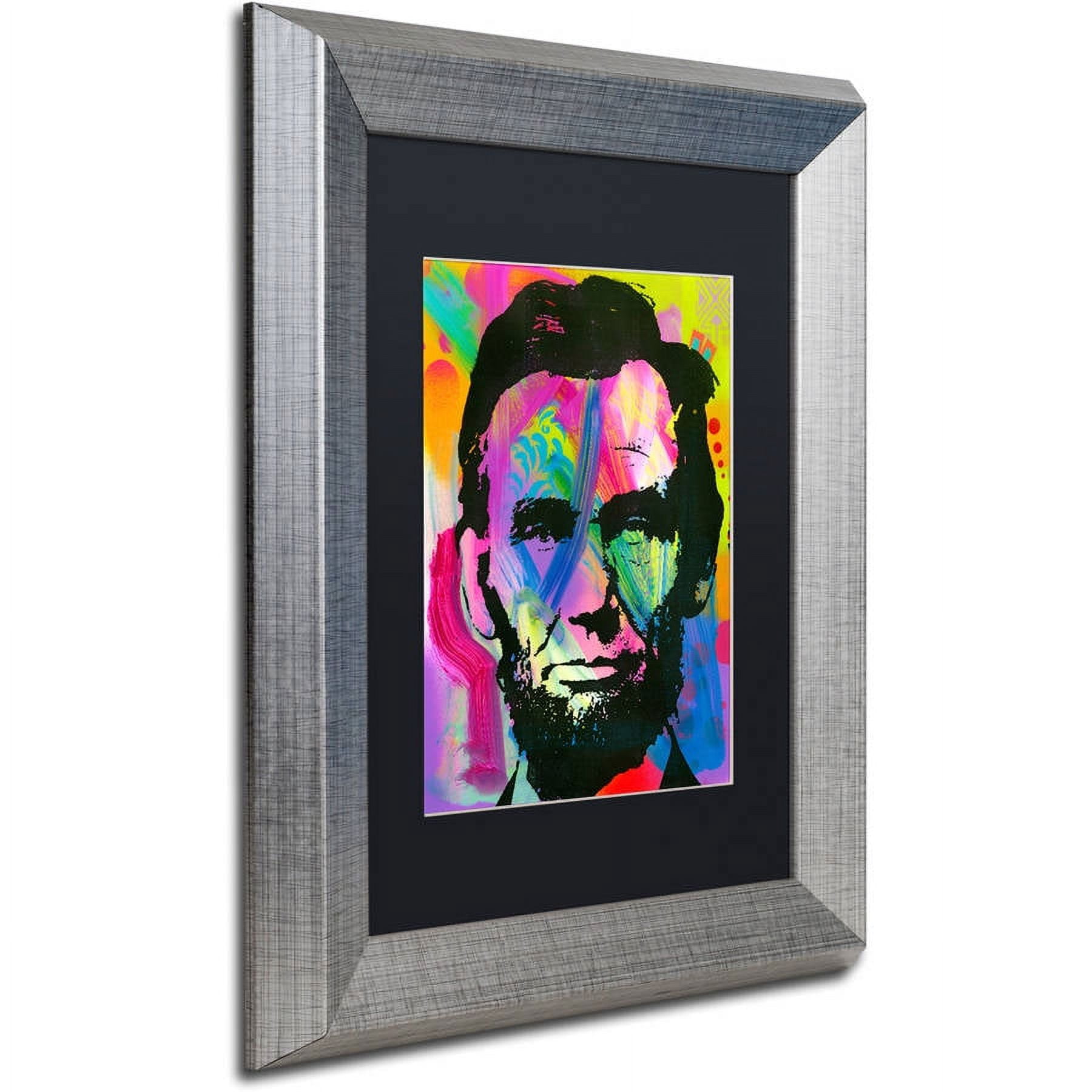 Trademark Fine Art "Abraham Lincoln I" Canvas Art by Dean Russo, Black Matte, Silver Frame