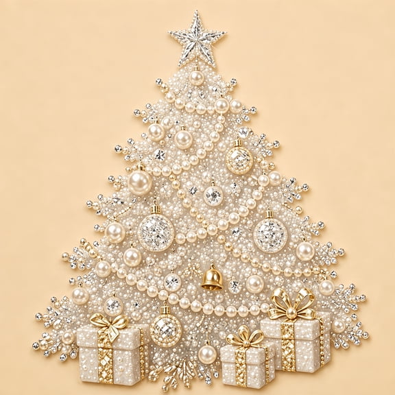 Mosaflare Christmas Tree Pearl Diamond Painting Kit for Adults, DIY Pearl Diamond Art for Home Decor, 12×12 inch HD Canvas