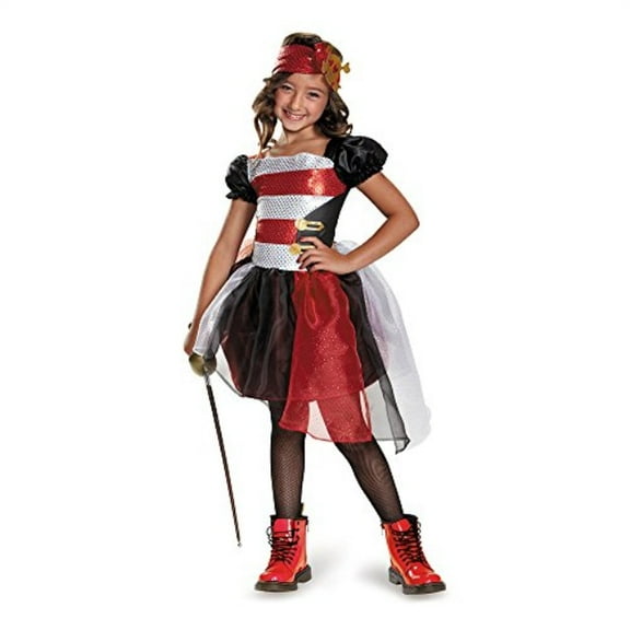 Disguise Girls Pretty Pirate Halloween Costume Sequin Dress Up Outfit S (4-6X)