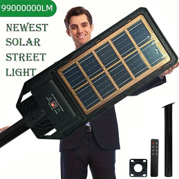 99000000LM Commercial 6000W LED Solar Street Light Dusk to Dawn Road Lamp  Pole