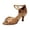 Brown, variant on Womens Latin Dance Shoes High Heel Sandals For Women Knot Decor Buckle Strap Dress Shoes Comfortable Mid Heel Sole Dance Sandals US :6