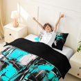 thumbnail image 3 of Homewish Blue Abstract Twin Duvet Cover,Contemporary Art Twin Bedding,Black Reversible,2-Piece,1 Duvet Cover and 1 Pillowcase, 3 of 6