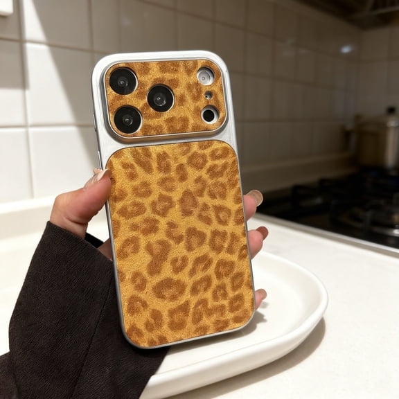 for iPhone 16 Pro Max Case, Cute Luxury Leopard Print Pattern Design Case for Women Men Girls, Fashionable Chic Shockproof Anti-Scratch Protection Phone Case Cover for iPhone 16 Pro Max, Gold