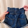 thumbnail image 4 of NAISIBABY Girls Denim Shorts, Casual Stretch Summer Cute Ruffles High Rise Kids Jean Shorts Blue Size 12, 4 of 8