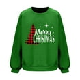 thumbnail image 3 of Women's Lightweight Sweatshirt Long Sleeve Crewneck Knitted Tshirt Merry Christmas Printed Loose Soft Pullover Tops, 3 of 4