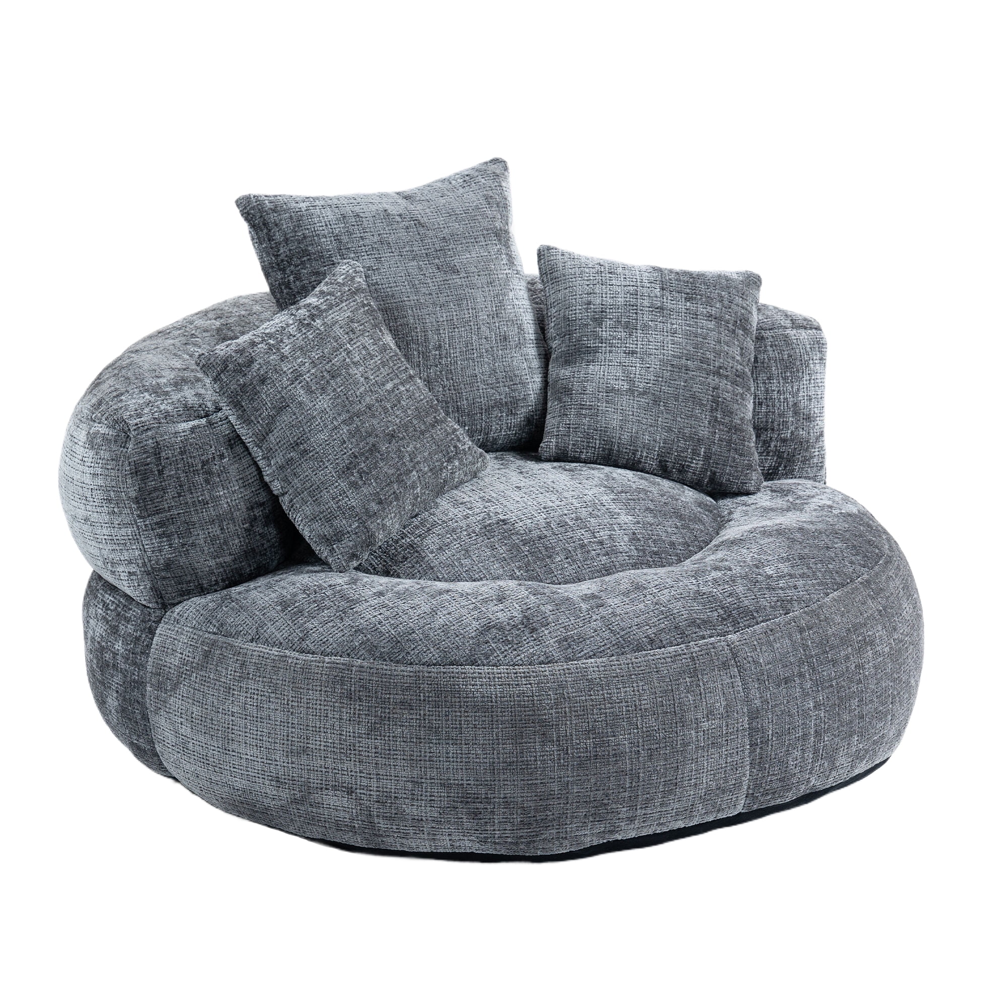 42.5''W Chenille Bean Bag Chairs, Chenille Soft Lazy Sofa Chair, Bean Bag Chair For Adults & Kids To Gaming,Reading,And Watching TV,Living Room, Bedroom,Office Room(Gray)