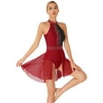thumbnail image 2 of Aislor Women's Lyrical Dress Sleeveless Color Block Chiffon Skirted Leotard Contemporary Dance Burgundy M, 2 of 7
