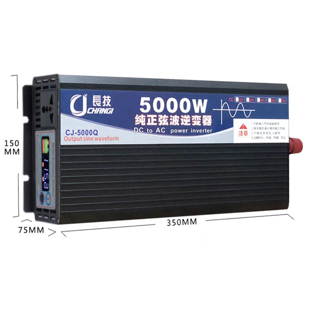 5000W Power Inverter, DC 12V To AC 110V Pure Sine Wave Converter for Computers, Igniters, Cameras, Refrigerators, Electric Drills