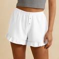 thumbnail image 2 of KHONTS Women's Summer Pajama Boxer Shorts Ruffle Spring Sleepwear Textured Casual Beach Pj Bottoms White XL, 2 of 7