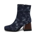 thumbnail image 3 of NECHOLOGY Zapatos Botines de mujer Botas De Mujer De Tela con Punta Cuadrada Y Tacón Y Grueso con Bloques De Color Y Patrón Múltiple Botas De Media De Tamaño Botas Al Tobillo (Blue 7.5), 3 of 7