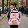 thumbnail image 4 of Jeiento Kids School Backpack 17 Inch Funny Capybara Water-Resistant Polyester School Bag for Girls Elementary Students, Suitable for School, Casual Travel & Hiking, 4 of 7