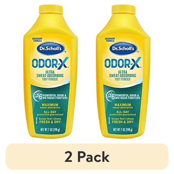 (2 pack) Dr. Scholl's Odor-x Sweat Absorbing Foot Powder, 7 Ounce (Pack of 1)