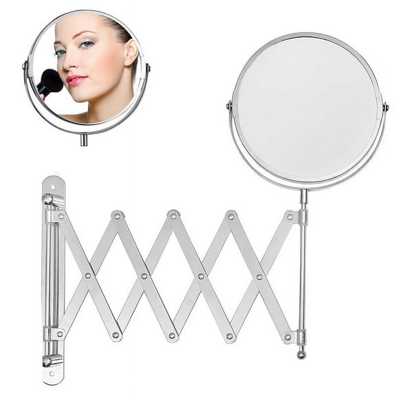 Versatile Vanity Mirror, Space Saving Design With Extendable Arm And Chrome Finish For Bathroom, Guest Toilet, Hotel (Magnifying Wall Mount Makeup Mirror)