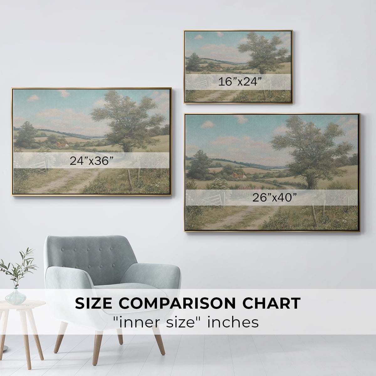 Vintage Landscape-CCL By Wexford Home Framed in Gold Wood Gallery Wrapped Canvas 25 in. x 37 in.