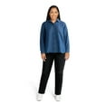 thumbnail image 4 of Time and Tru Women's Button Front Shirt with Long Sleeves, Sizes XS-XXXL, 4 of 5