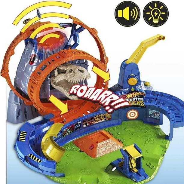 Pista Monster Trucks Hot Wheels T-Rex Volcano Arena Bodega