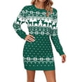 thumbnail image 2 of KANG Festive Knit-Style Bodycon Dress | Women's Long Sleeve Christmas Print Bandage Dress for Holiday PartiesGreenXXL, 2 of 4