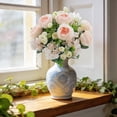 thumbnail image 2 of Artificial White Peony And Hydrangea Bouquet 11.8 Inch Lifelike Fake Flower Arrangement With Greenery For Wedding Table Centerpiece Home Office Decor, 2 of 7