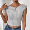 thumbnail image 6 of Women's Summer Round Neck Sexy Backless Short Knitting T-Shirt Top Blouse, Stylish and Slim Fit Knit Tee, Perfect for Casual and Outdoor Wear, Available in Multiple Sizes and Colors, 6 of 6