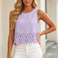 thumbnail image 2 of Harpily Sleeveless Womens Tank Tops Round Neck Hollow Embroidery Loose Relaxed Fit Breathable Summer Travel Vacation Casual Blouse, 2 of 5