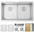 thumbnail image 1 of Stylish Undermount 32" Stainless Steel Double Bowl Workstation Kitchen Sink with 7 accs S-601W, 1 of 16