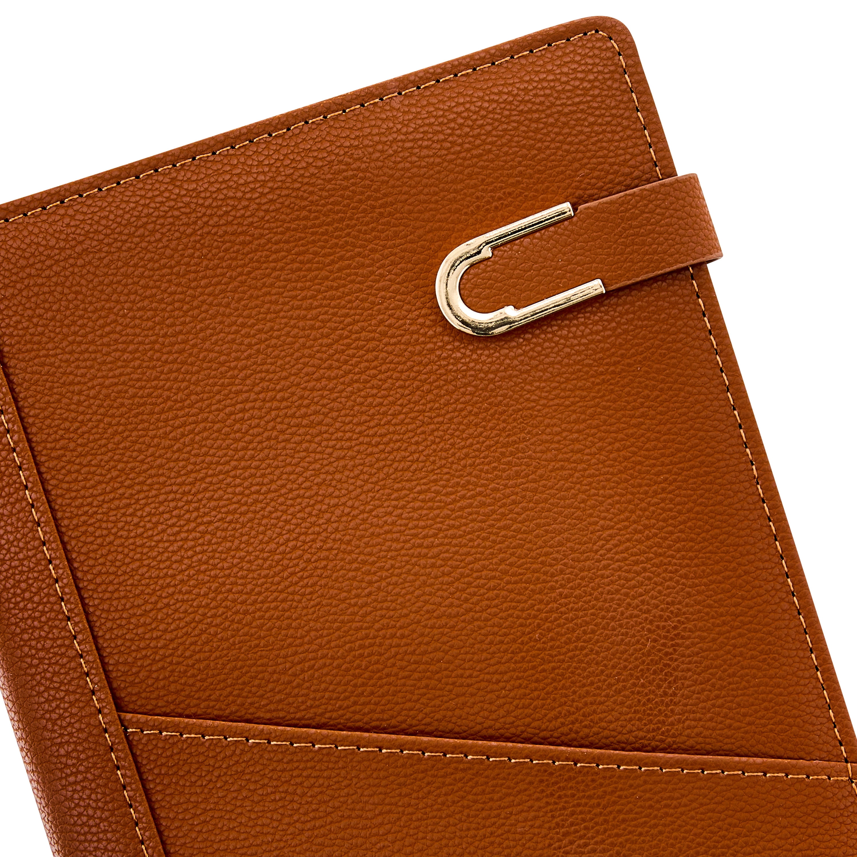 Pen+Gear Upscale Leatherette Journal, Brown, Magnetic Gold Metal Closure, 6 in x 8.4 in
