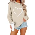 thumbnail image 2 of cfhntfmh Tenues de Saint-Valentin pour Femmes Décontracté Col Rond Manches Longues Chandail en Molleton Surdimensionné Mode Automne Imprimé Cœur Pull, 2 of 6