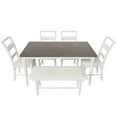 thumbnail image 4 of TOPMAX 6-peice Dining Set with Turned Legs, Kitchen Table Set with Upholstered Dining Chairs and Bench,Retro Style, White, 4 of 12