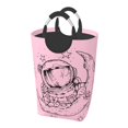 thumbnail image 1 of DouZhe 50L Rectangular Laundry Basket, Pink Space Fantasy Astronaut Prints Waterproof Foldable Laundry Hamper with Aluminum Handles, 1 of 6