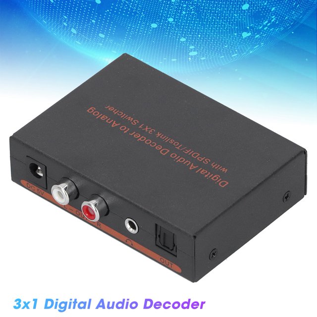 Filfeel Amplifiers 3x1 Optical Fiber Digital Audio Decoder Optical To For SPDIF/AV/RCA Converter 100-240V Digital Audio Converter New