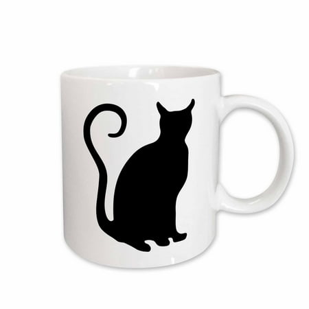 

3dRose Black Cat Silhouette with Curly Tail Ceramic Mug 11-ounce