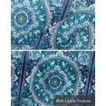 thumbnail image 6 of Boho Teal Blue Kitchen Valances for Windows Farmhouse Linen Window Valance Curtain for Living Room Window Treatment Abstract Flowers Ethnic Southwestern Valance Rod Pocket Topper Drape, 60 x 18 Inch, 6 of 6