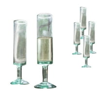 6 Pc Set of Champagne Flutes Handcrafted Recycled Bubble Glass by First of a kind