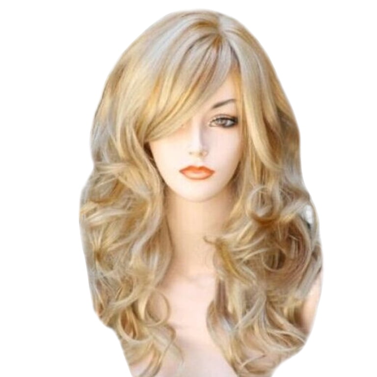 NEW ! WMN Wig 15 In Heat Resistant Hair Synthetic Long Curve Wavy Blonde/Golden Beauty Under $15 Blonde Wigs Wavy Curly Long Heat Fiber  main image 4