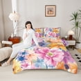 thumbnail image 4 of Manfei Colorful Flowers 3 Pieces Queen Comforter Set for Female Men,Spring Garden Ultra Soft Bedding Sets,Exotic Style Bedding Comforter Set Breathable,Lightweight Room Decor,Reversible, 4 of 8