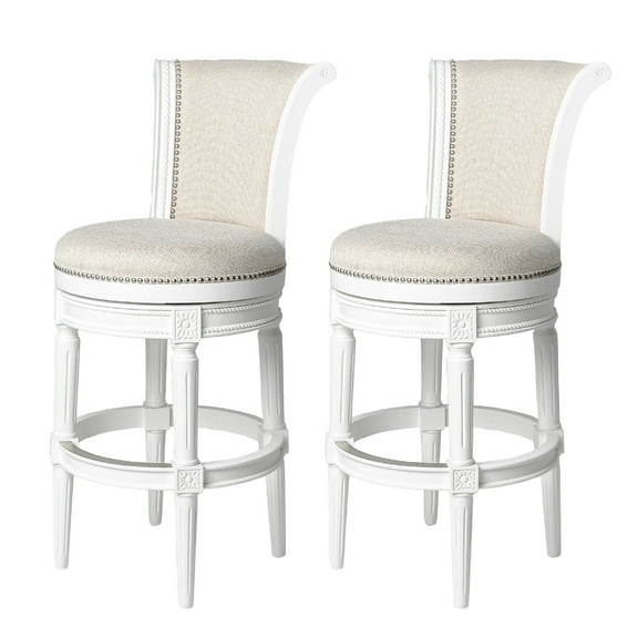 Open Box Maven Lane Pullman Swivel Stool, Alabaster White, Bar Height (2 Pack)