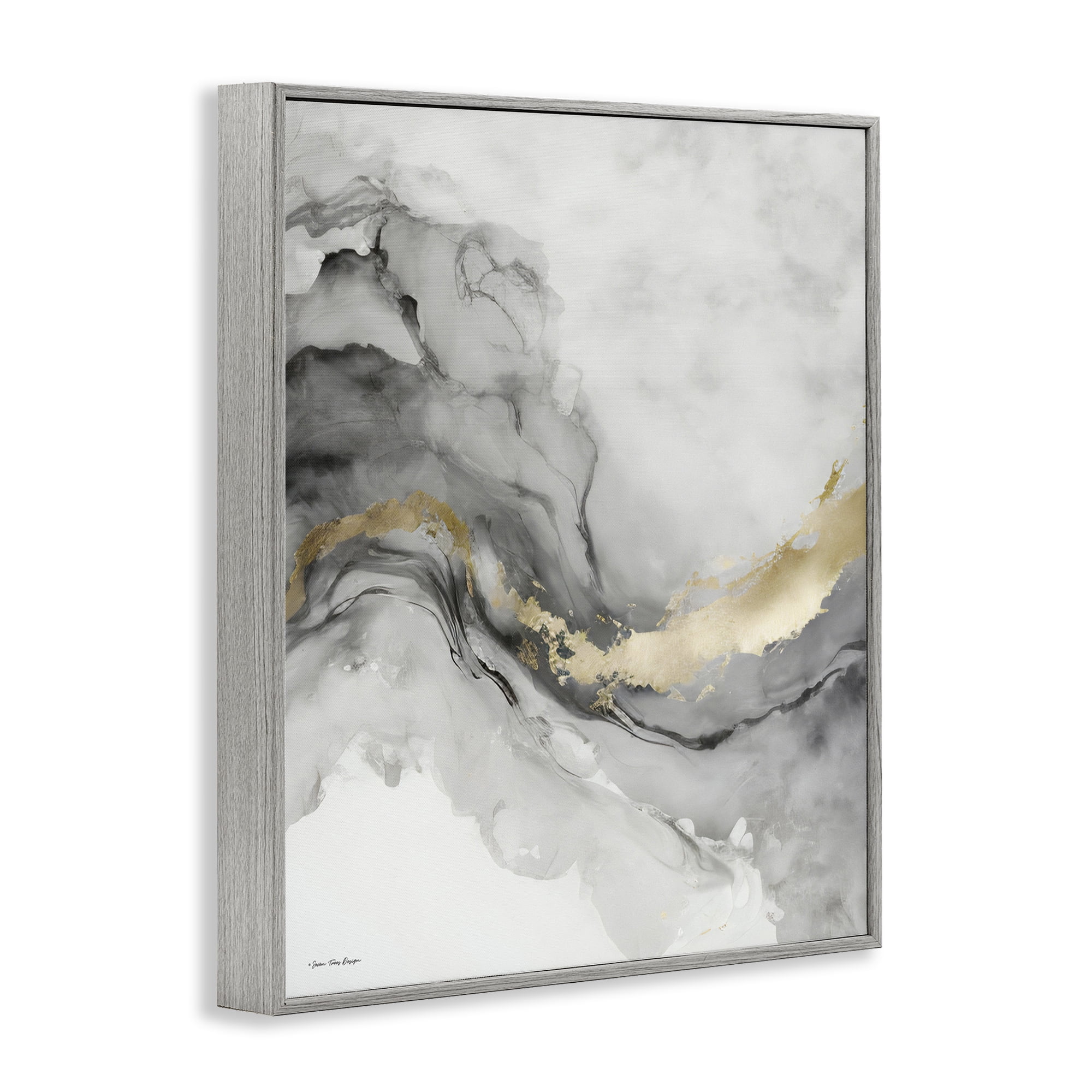 Stupell Industries Grey & Glam Geode Abstract Painting Gray Framed Art Print Wall Art, 11 x 14