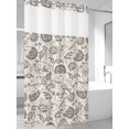 thumbnail image 4 of Grey Paisley No Hook Shower Curtain Waterproof, Bathroom Curtains with Snap in Liners and See Through Top Window, Boho Flower Botanical Leaf Branch Hotel Style Bathtub Curtains Shower 36"Wx78"L, 4 of 8