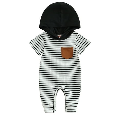 

Sunisery Baby Boys Romper Hooded Striped Summer Jumpsuit with Pocket