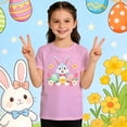 thumbnail image 2 of Byoo Printing Little Girls' T Shirt Easter Bunny Graphic Short Sleeve Relaxed Fit Kids Tee Shirt Sporty Soft Shirts ，6-7 T, 2 of 7
