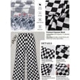 thumbnail image 3 of JWD Women's Checkered Wide Leg Pants Casual Elastic Waist Comfy Loose Fit Trousers with Pockets Black White Plaid S, 3 of 6
