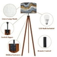 thumbnail image 5 of Wood Tripod Floor Lamp, Mid Century Wood Standing Lamp with 3 Color Temperature Dimmable Standing for Living Room, Bedroom, Office Blue Gold Marble Abstract White Modern Flaxen Lamp Shade, 5 of 5