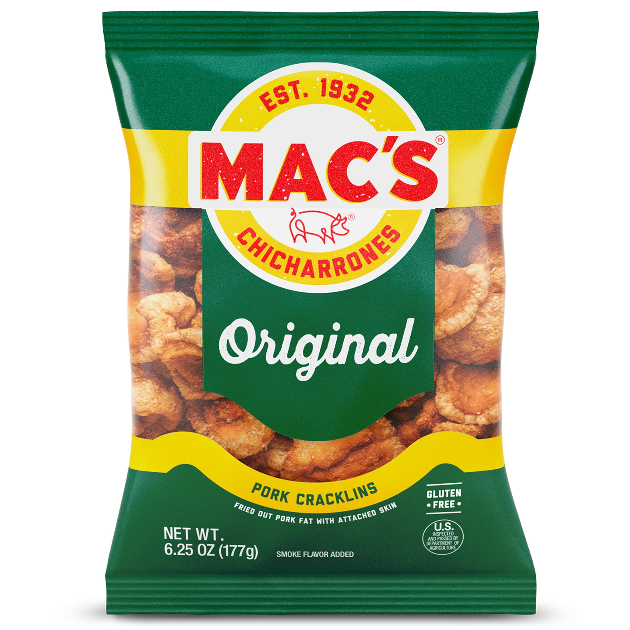 (8 pack) Mac's Original Pork Cracklins, 6.25 Oz.